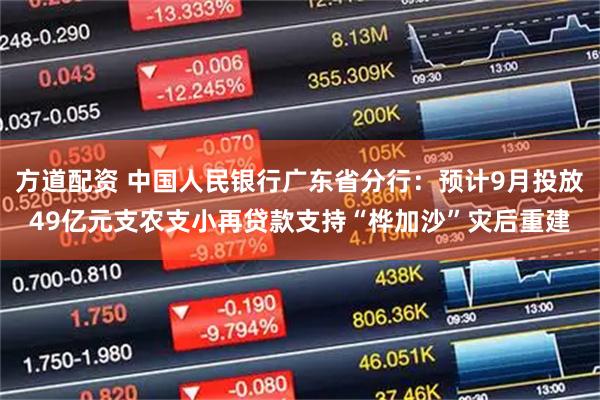 方道配资 中国人民银行广东省分行：预计9月投放49亿元支农支小再贷款支持“桦加沙”灾后重建