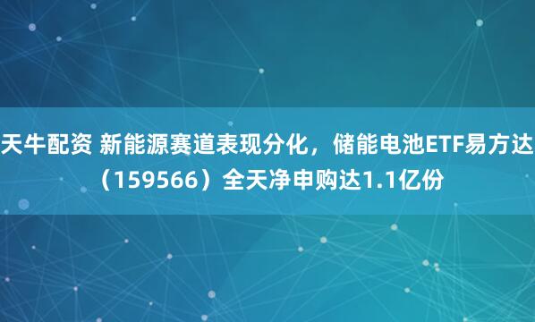 天牛配资 新能源赛道表现分化，储能电池ETF易方达（159566）全天净申购达1.1亿份